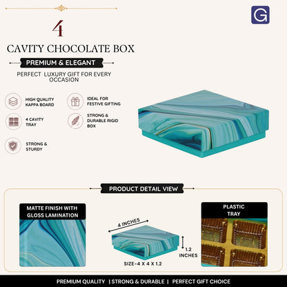 Marble Blue 4 Cavity Chocolate Box