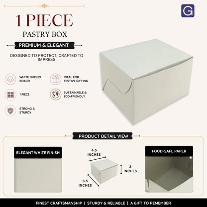White Duplex 1 Cavity Pastry Box | Bakery Packaging