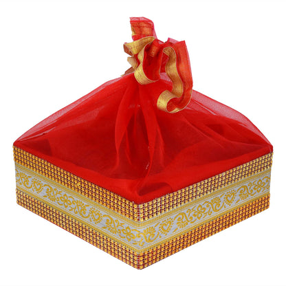 Red Gift Hamper Basket with Lace | Festive & Corporate Gift Packaging