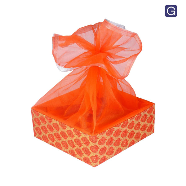 Floral Orange Decorative Hamper Basket - Front View | Grownex Packaging
