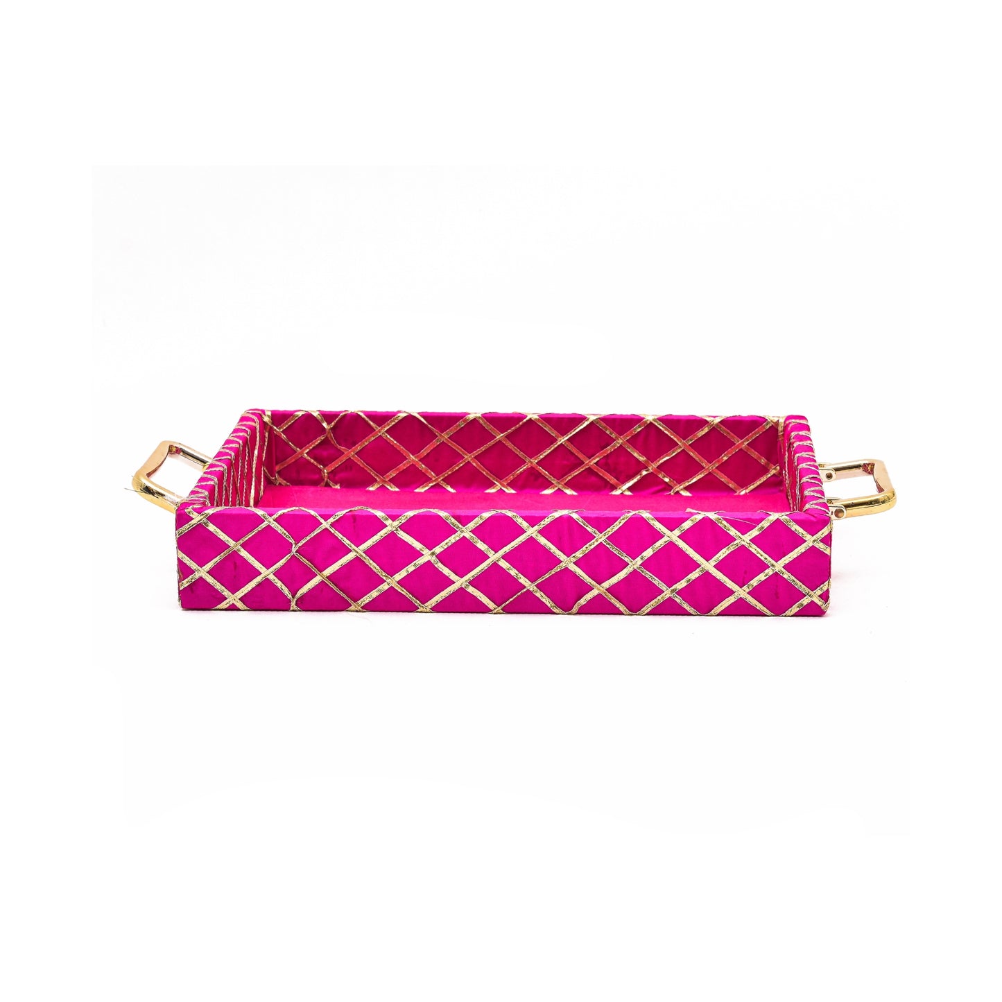 Traditional Rani Pink Wooden Square Lace Hamper Tray