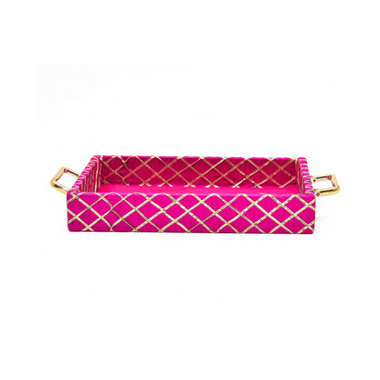 Traditional Rani Pink Wooden Square Lace Hamper Tray