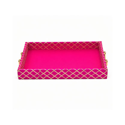 Traditional Rani Pink Wooden Square Lace Hamper Tray