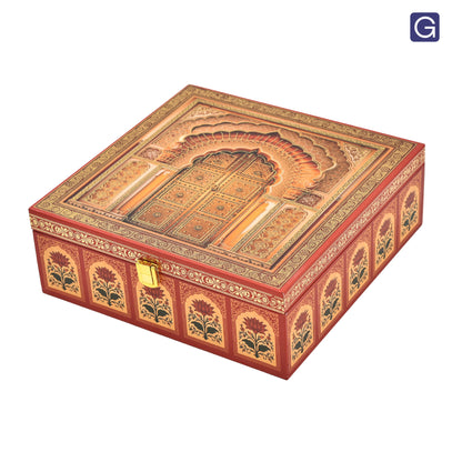 Dry fruits packed in royal door wooden gift jars