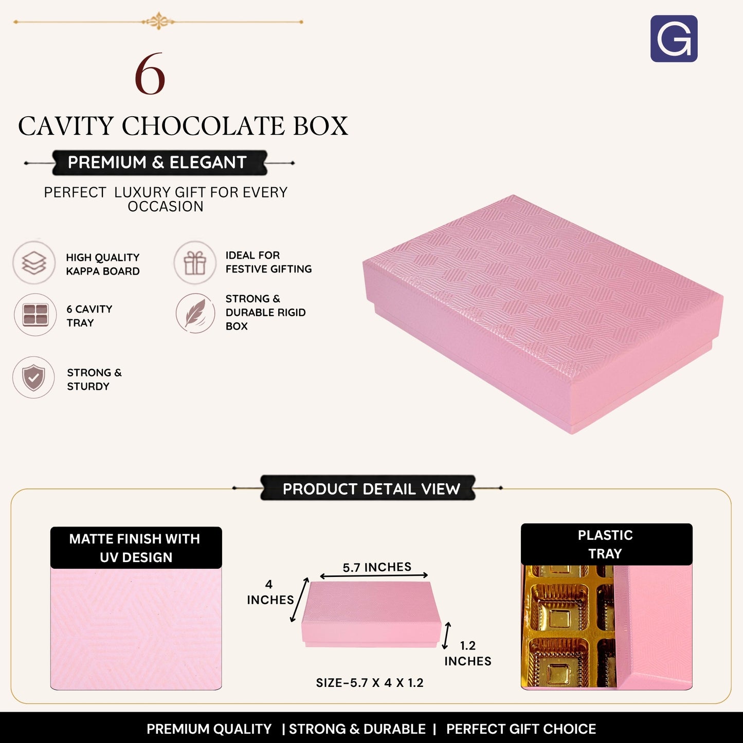 Baby Pink 6 Cavity Chocolate Box
