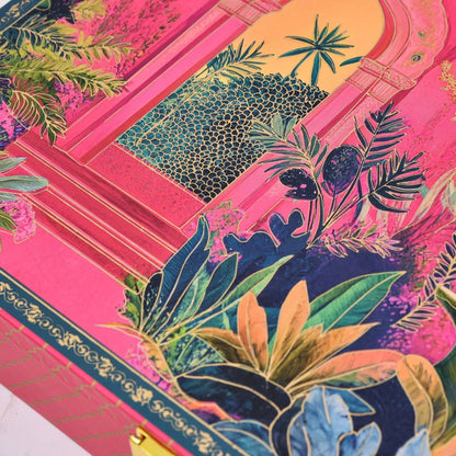 Royal Peacock Mughal Garden Luxury Mithai Gift Box with 4 Line Trays – Pink | Grownex Packaging | Hamper Box