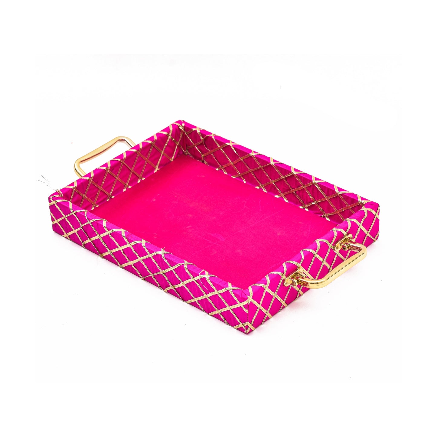 Traditional Rani Pink Wooden Square Lace Hamper Tray