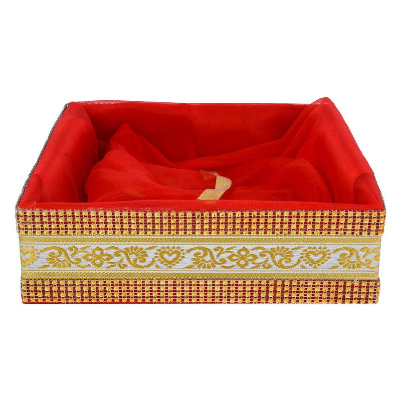 Decorated With Shinny Lace Red Gift Hamper Basket | Grownex Packaging | Basket & Tray