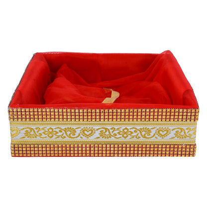 Decorated With Shinny Lace Red Gift Hamper Basket | Grownex Packaging | Basket & Tray