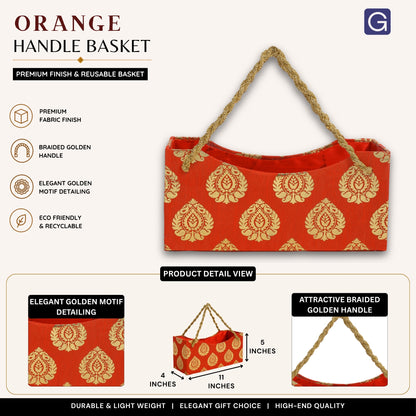 Orange  Decorative Basket with Handle | Corporate & Festive Gifting