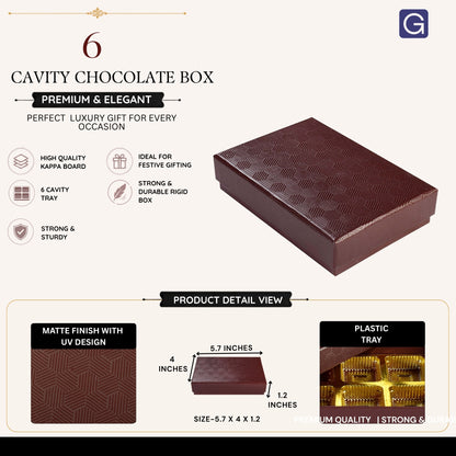 Brown 6 Cavity Chocolate Box