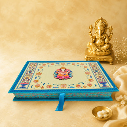 Ganesha Floral Heritage Gift Box | Ribbon-Pull Premium Modak & Sweet Packaging