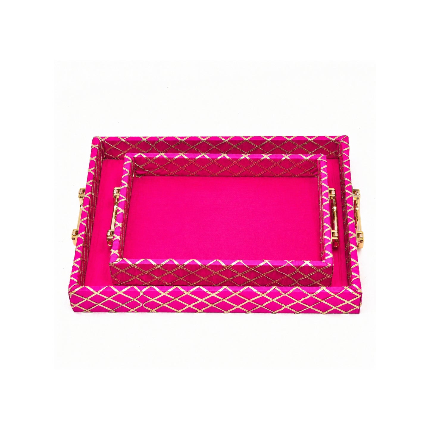 Traditional Rani Pink Wooden Square Lace Hamper Tray