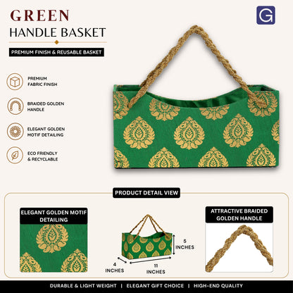 Green Hamper Basket with Handle | Premium Festive Gift Basket