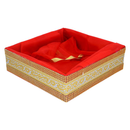 5 Piece Combo Large Decorative Sweet Box Set (12x12x3 Inch) | Festive Gift Packing Box for Diwali, Wedding & Return Gifts | Grownex Packaging | Basket & Tray