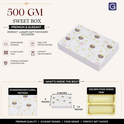 Designer Floral Sweet Packing Box | 500gm Premium Mithai Gift Packaging Box