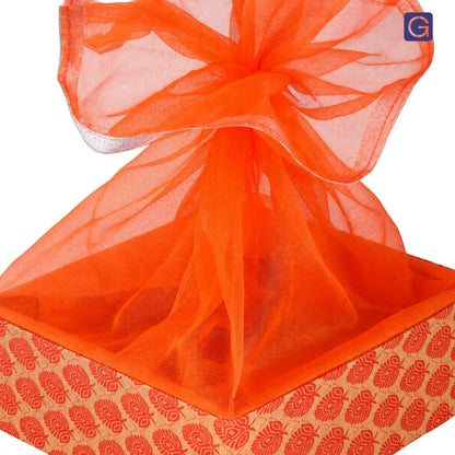 Floral Orange Decorative Hamper Basket | Stylish Shagun Basket