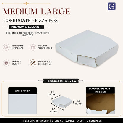 Corrugated Pizza Box 9.7x9.7 Inch | Medium-Large Pizza Packaging