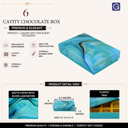 Marble Blue 6 Cavity Chocolate Box