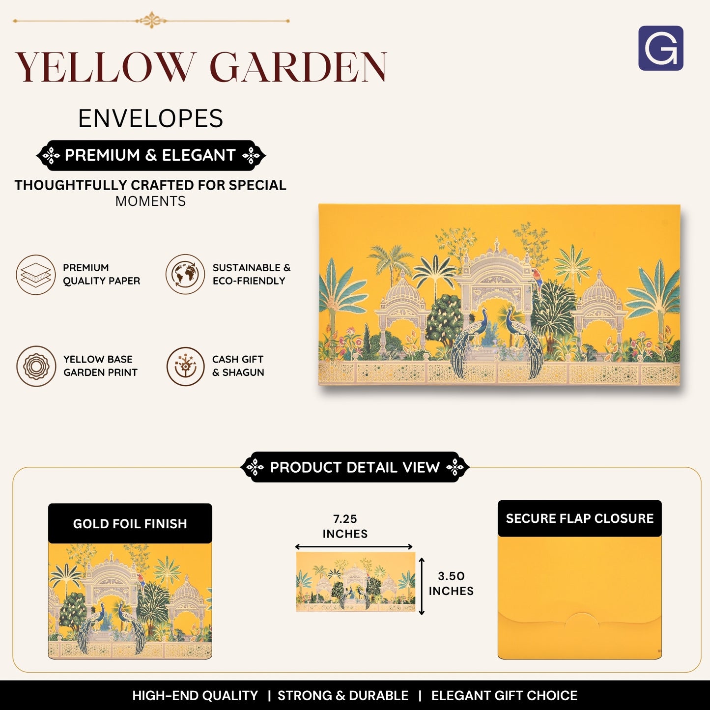 Yellow Garden Print Matte Envelope