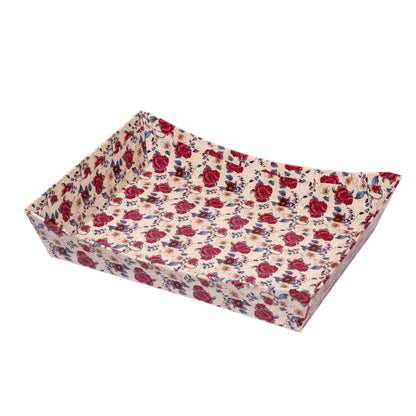 Boat Shape Floral Print Basket - Large - 13x10x2.5 Inches