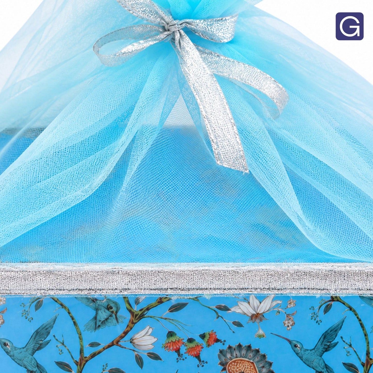 Blue Bird Print Gift Hamper Basket | Wedding & Return Gift Basket