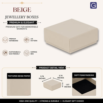Beige Earring Packaging Box | 9.5x9.5x4 cm