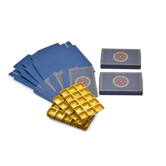 15 Cavity Folding Chocolate Box - Blue Foil | Grownex Packaging | Chocolate Box
