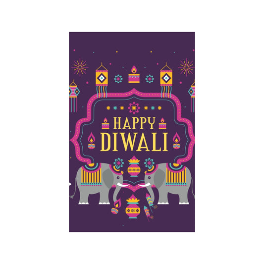 Happy Diwali Tag – Festive Elephants & Lanterns Gift Label | Grownex Packaging | Tags & Stickers