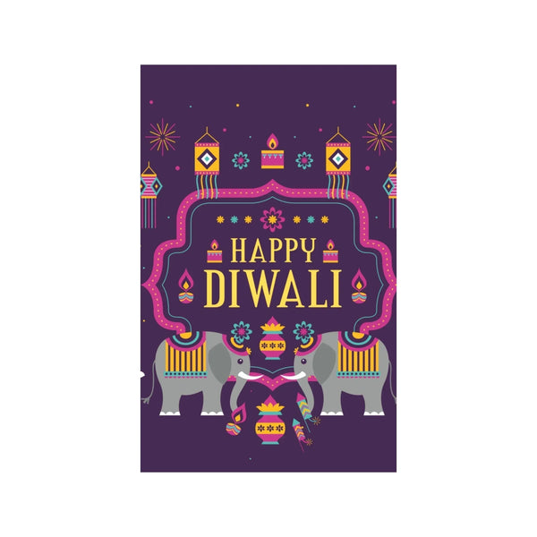 Happy Diwali Tag – Festive Elephants & Lanterns Gift Label | Grownex Packaging | Tags & Stickers