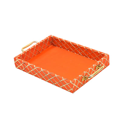 Traditional Orange Square Lace Hamper Tray