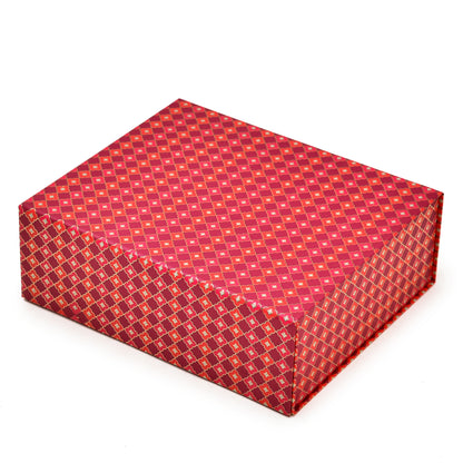 Red & Orange Festive Magnetic Gift Box | Foldable Rigid Box for Sweets, Dry Fruits & Hampers | Grownex Packaging | Hamper Box