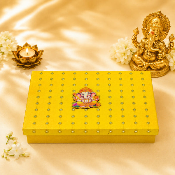 Yellow Ganesha Gift Box | Premium Modak & Sweet Packaging Box