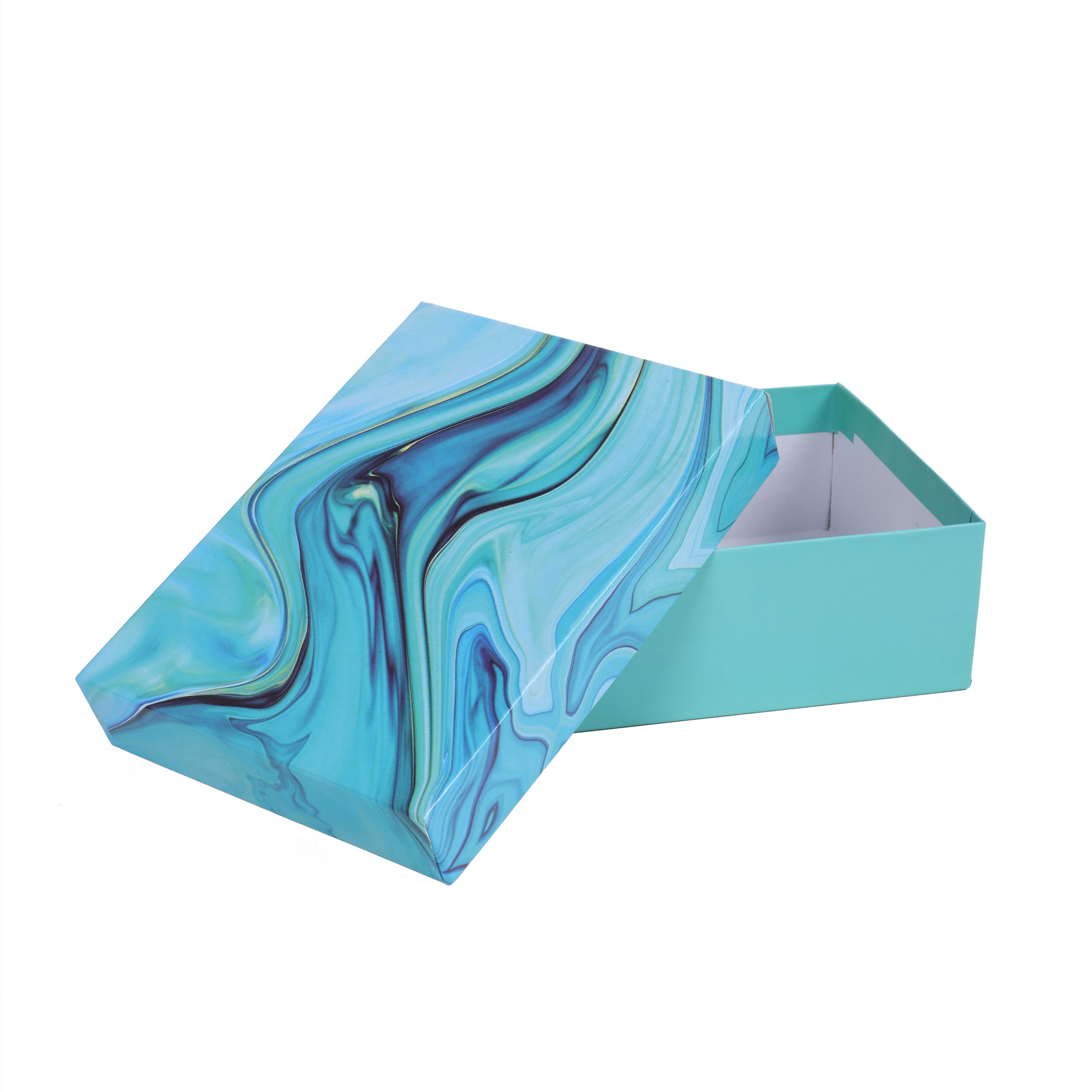 Gift Marble Blue Hamper Box 9.3x7x2.7 Inch | Grownex Packaging | Hamper Box