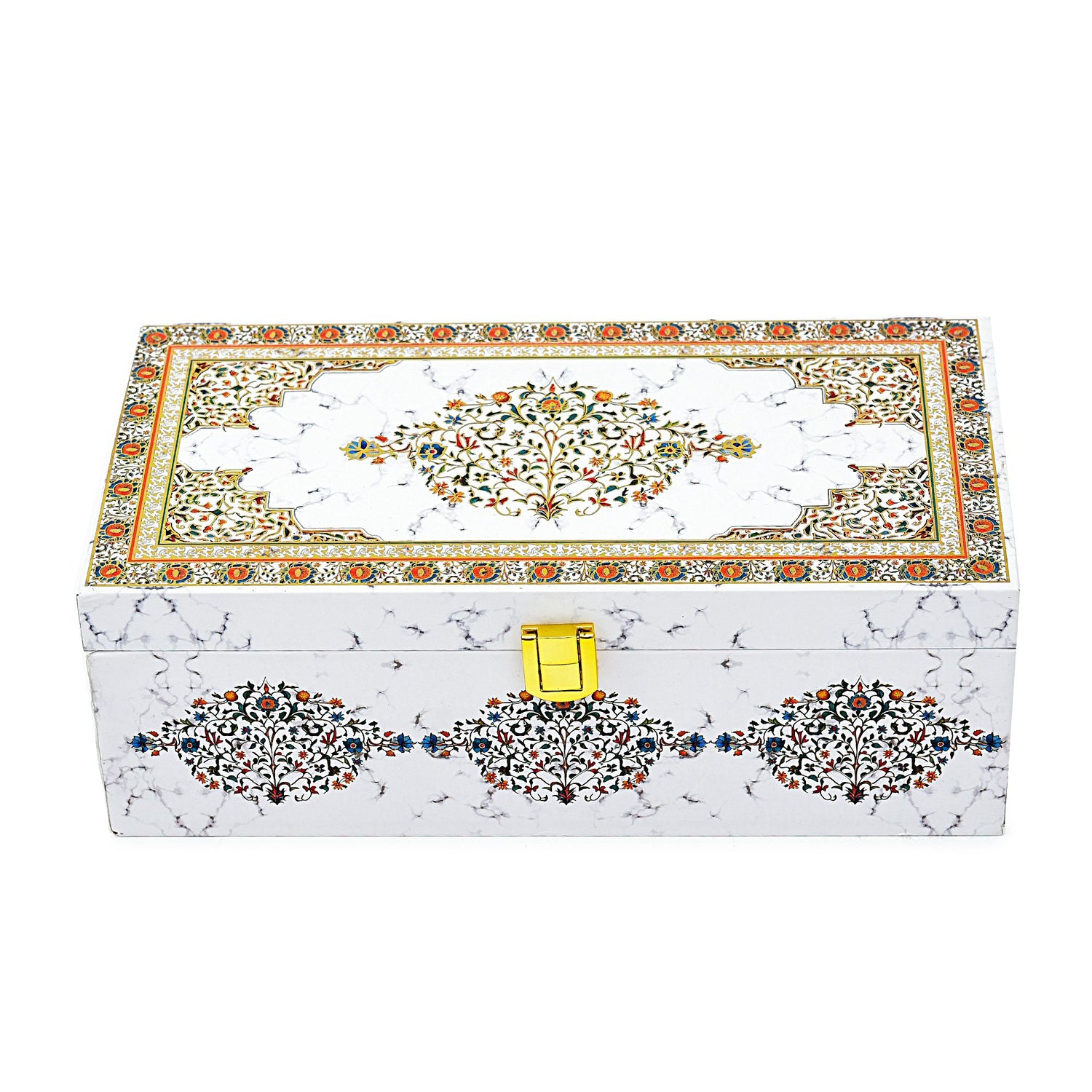Festival Gift Packaging For Sweets and dry Fruits 2 Jar White Marble Wooden Gift Box | Grownex Packaging | wooden box
