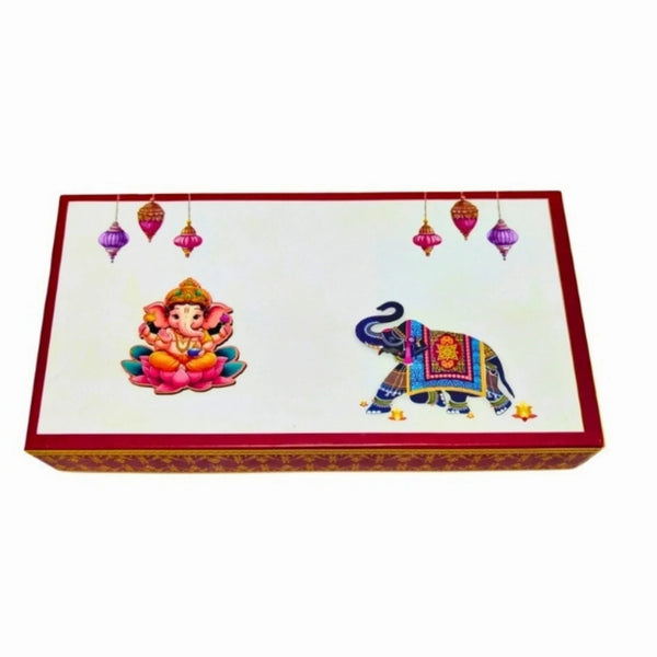 Ganesh Chaturthi Decoration Ganesha Elephant Print Box - Open View | Grownex Packaging