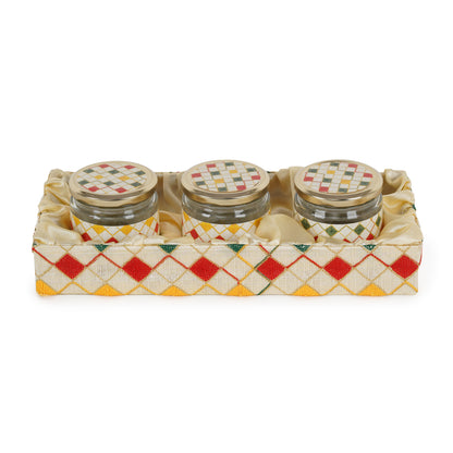 3 Jar Tray - Cream