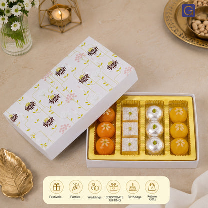 Designer Floral Sweet Packing Box | 500gm Premium Mithai Gift Packaging Box