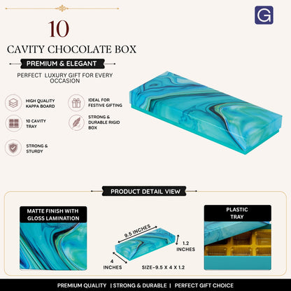 Marble Blue 10 Cavity Chocolate Box