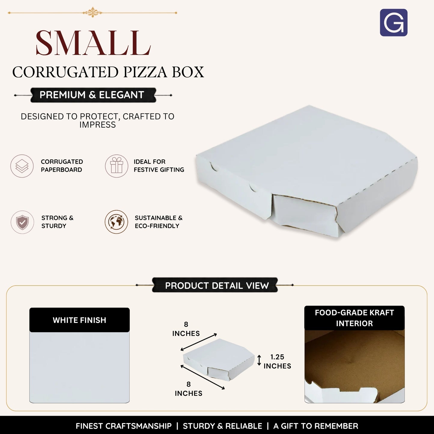 Small Corrugated Pizza Box 8x8 Inch | Personal Pizza Packaging
