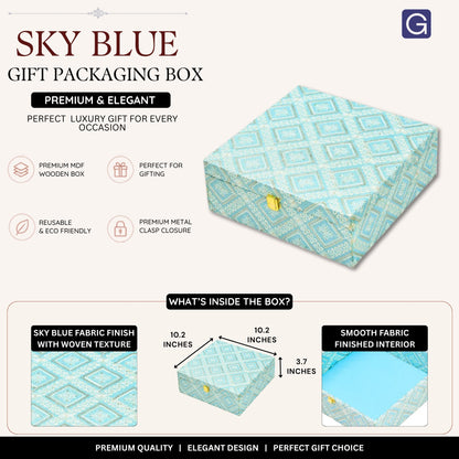 Sky Blue Decorative Storage Box with Metal Clasp Closure | Premium Empty Gift Box