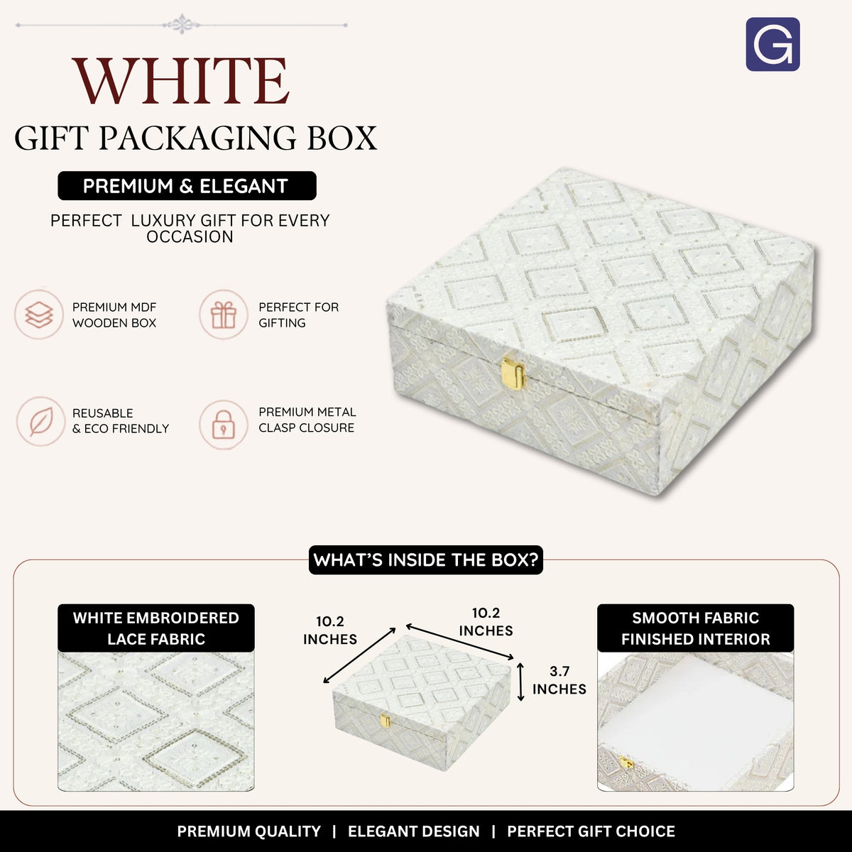 White Lace Fabric Decorative Storage Box |   Premium Empty Gift Box
