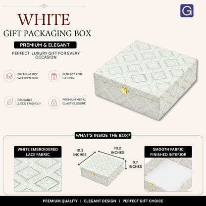 White Lace Fabric Decorative Storage Box |   Premium Empty Gift Box