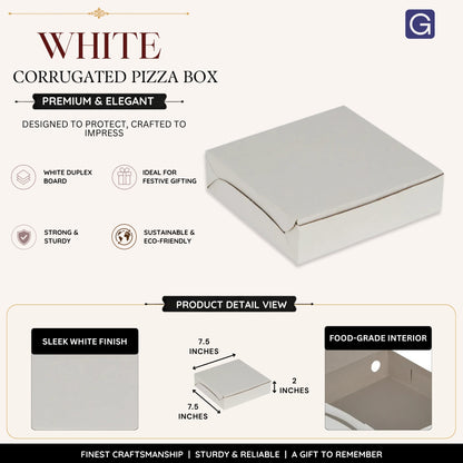 White Duplex Pizza Box 7.5x7.5 Inch | Bakery Packaging