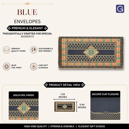 Blue Foil Premium Moroccan Tile Envelope