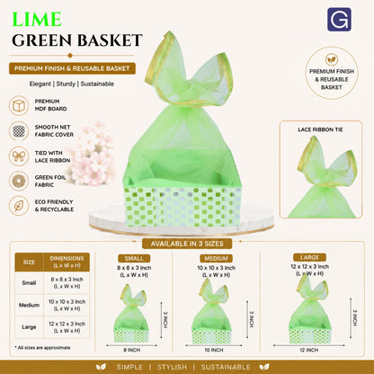 Lime Green Hamper Basket | Stylish Basket for Festive & Corporate Gifting