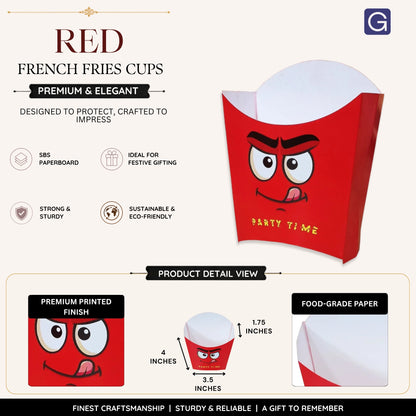 Disposable French Fries Cups - Red | Paper Snack Serving Cups