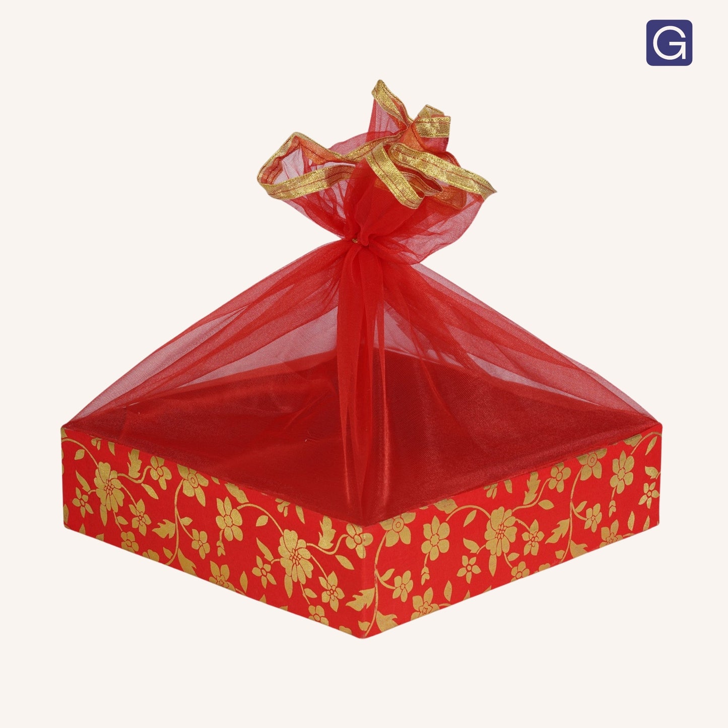 Floral Print Red Gift Hamper Basket | Decorative Basket for Festive Gifting