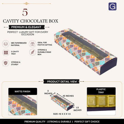 Purple 5 Cavity Folding Chocolate Box