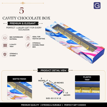 Marble Print 5 Cavity Folding Chocolate Box